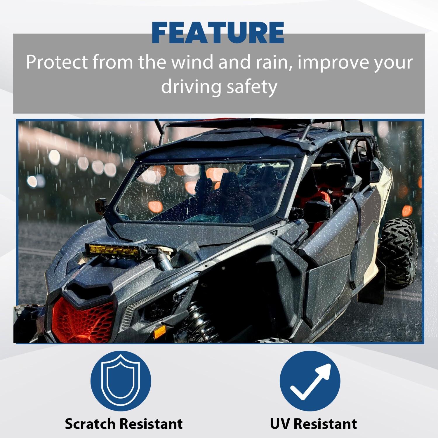 Full Glass Windshield Black W/O wiper For 2017-up Can Am Maverick X3