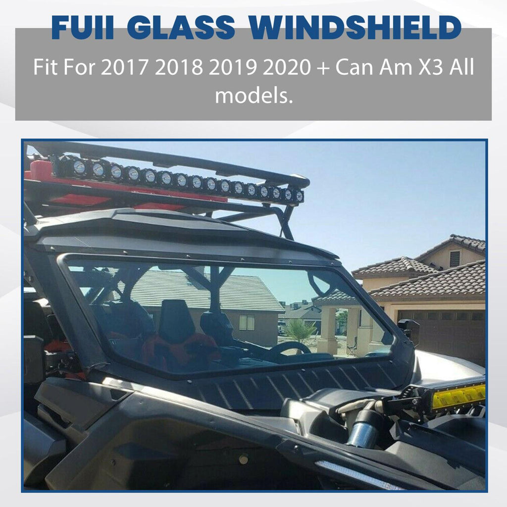 Full Glass Windshield Black W/O wiper For 2017-up Can Am Maverick X3