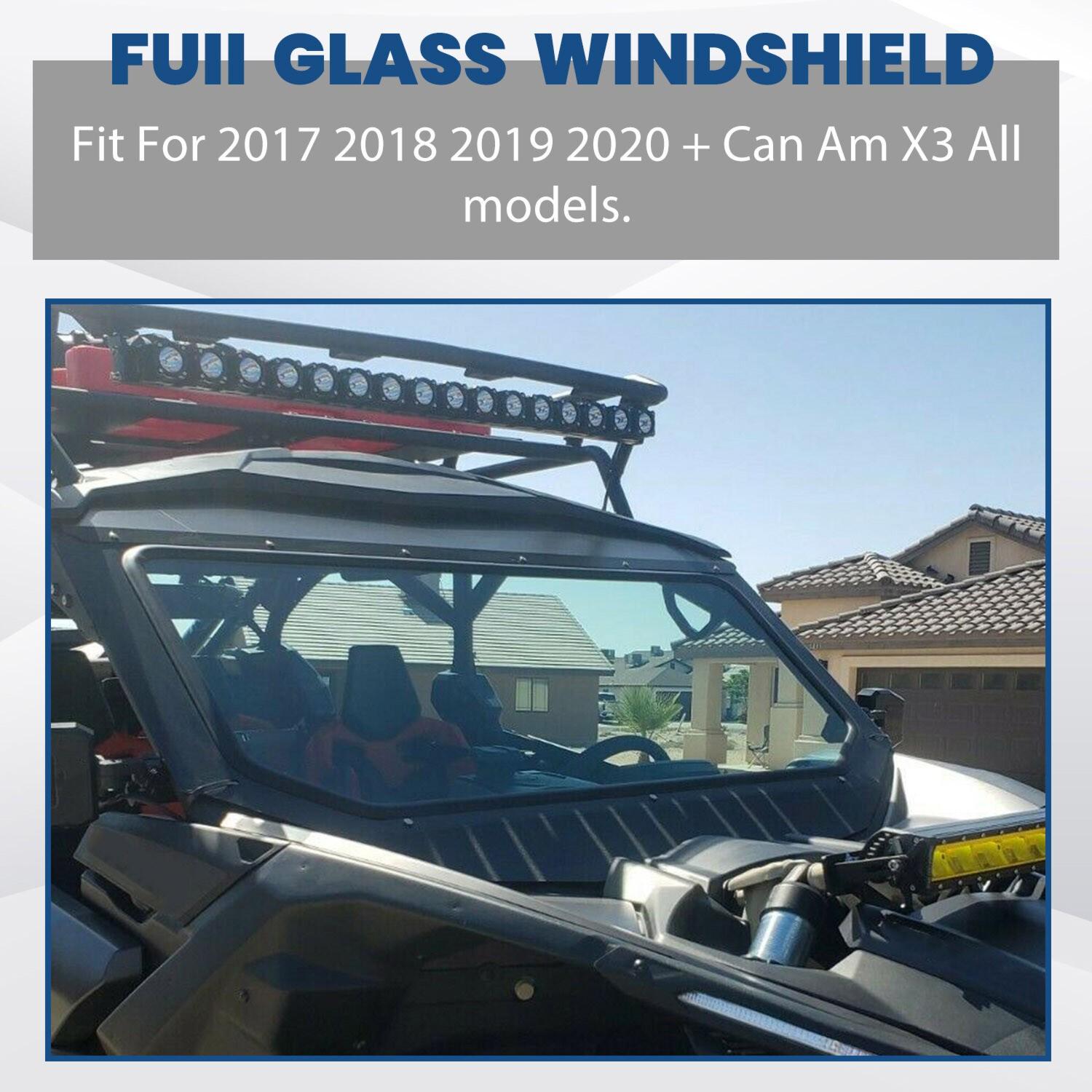 Full Glass Windshield Black W/O wiper For 2017-up Can Am Maverick X3