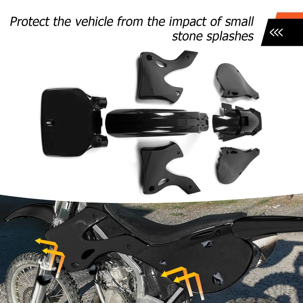 Black Restyle Plastic Kit Fairing Bodywork For KAWASAKI KX125 KX250 1999-2002