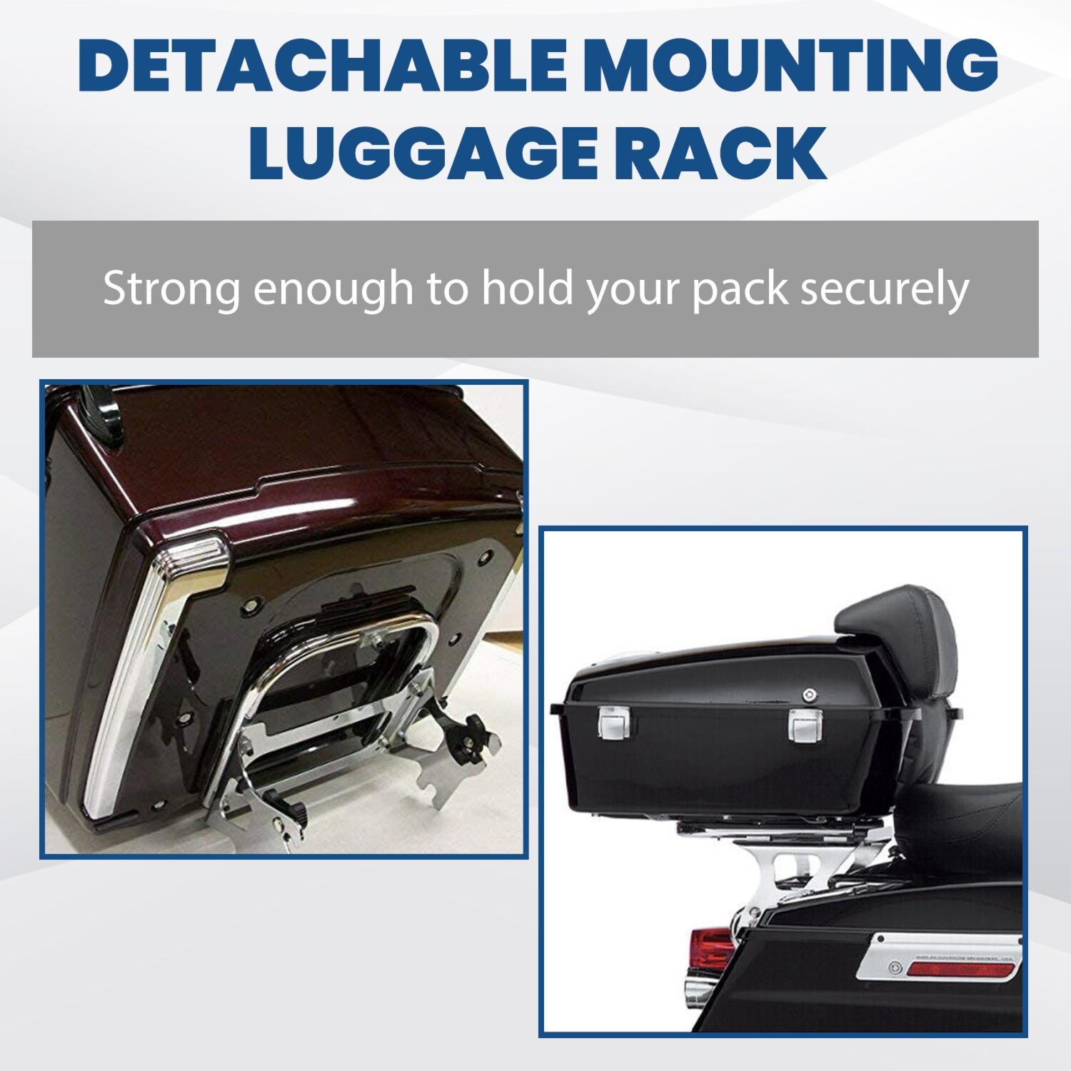 Quick Detach 2 up Luggage Trunk Rack + Docking Kits For Harley 97-08 Touring