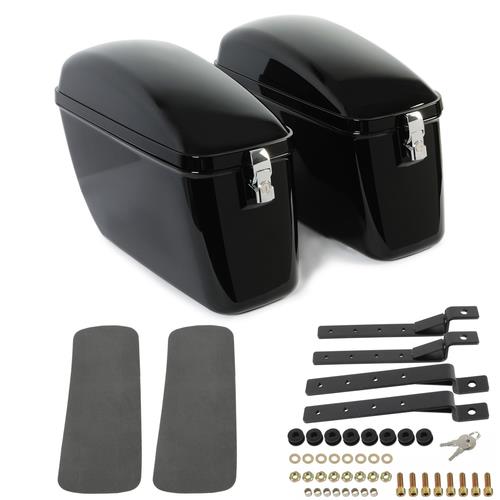 Vivid Black Large Hard Saddle Bag Trunk For Harley Dyna Honda Yamaha Accessories