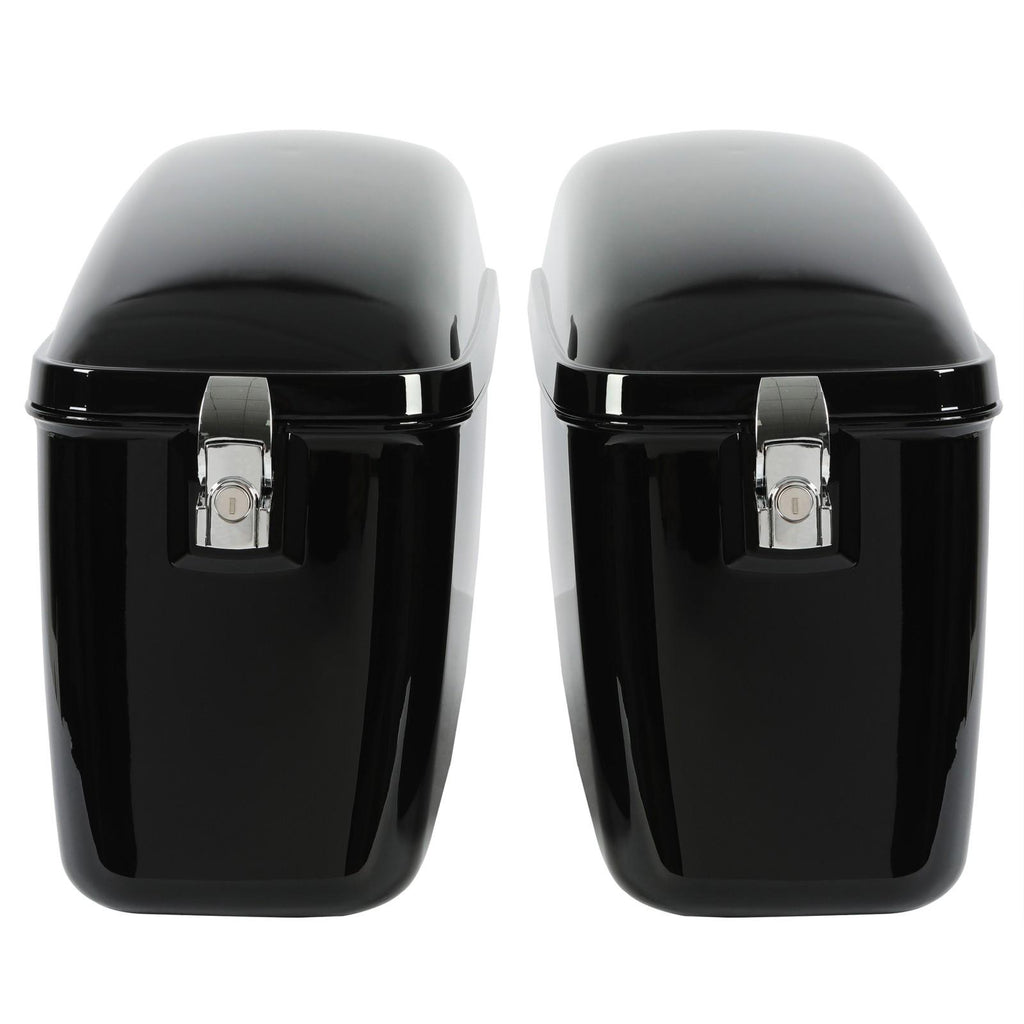 Vivid Black Large Hard Saddle Bag Trunk For Harley Dyna Honda Yamaha Accessories