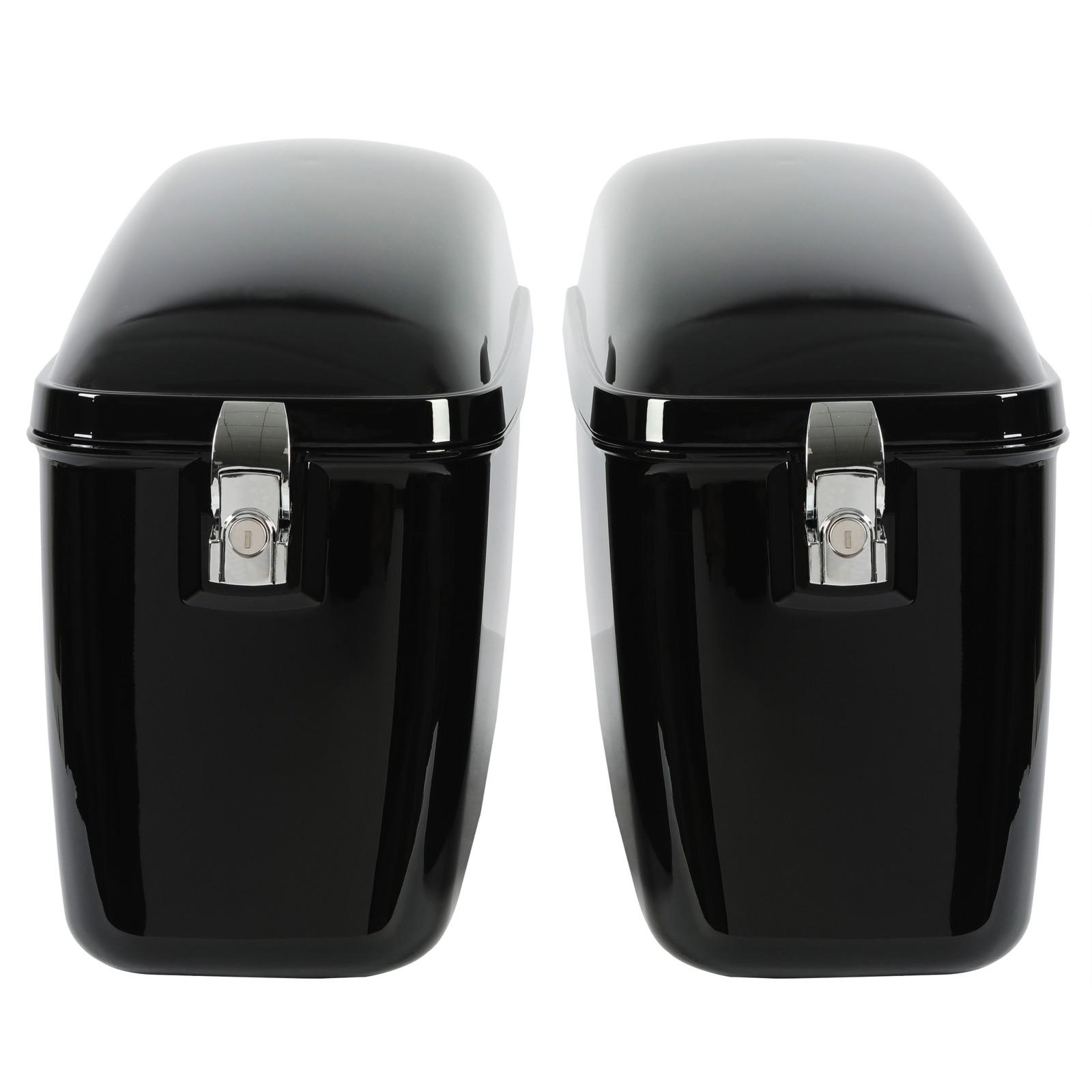Vivid Black Large Hard Saddle Bag Trunk For Harley Dyna Honda Yamaha Accessories