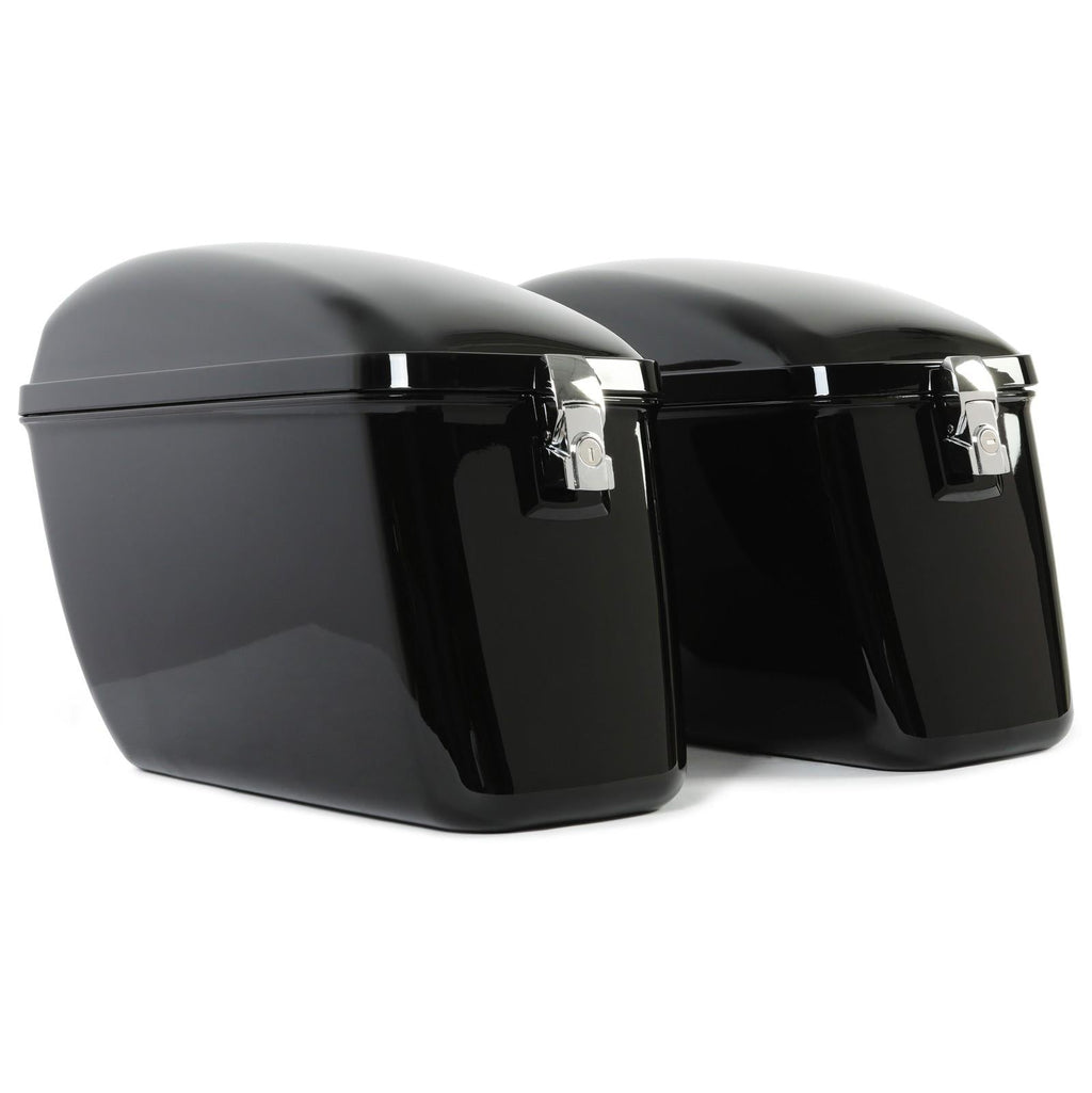 Vivid Black Large Hard Saddle Bag Trunk For Harley Dyna Honda Yamaha Accessories