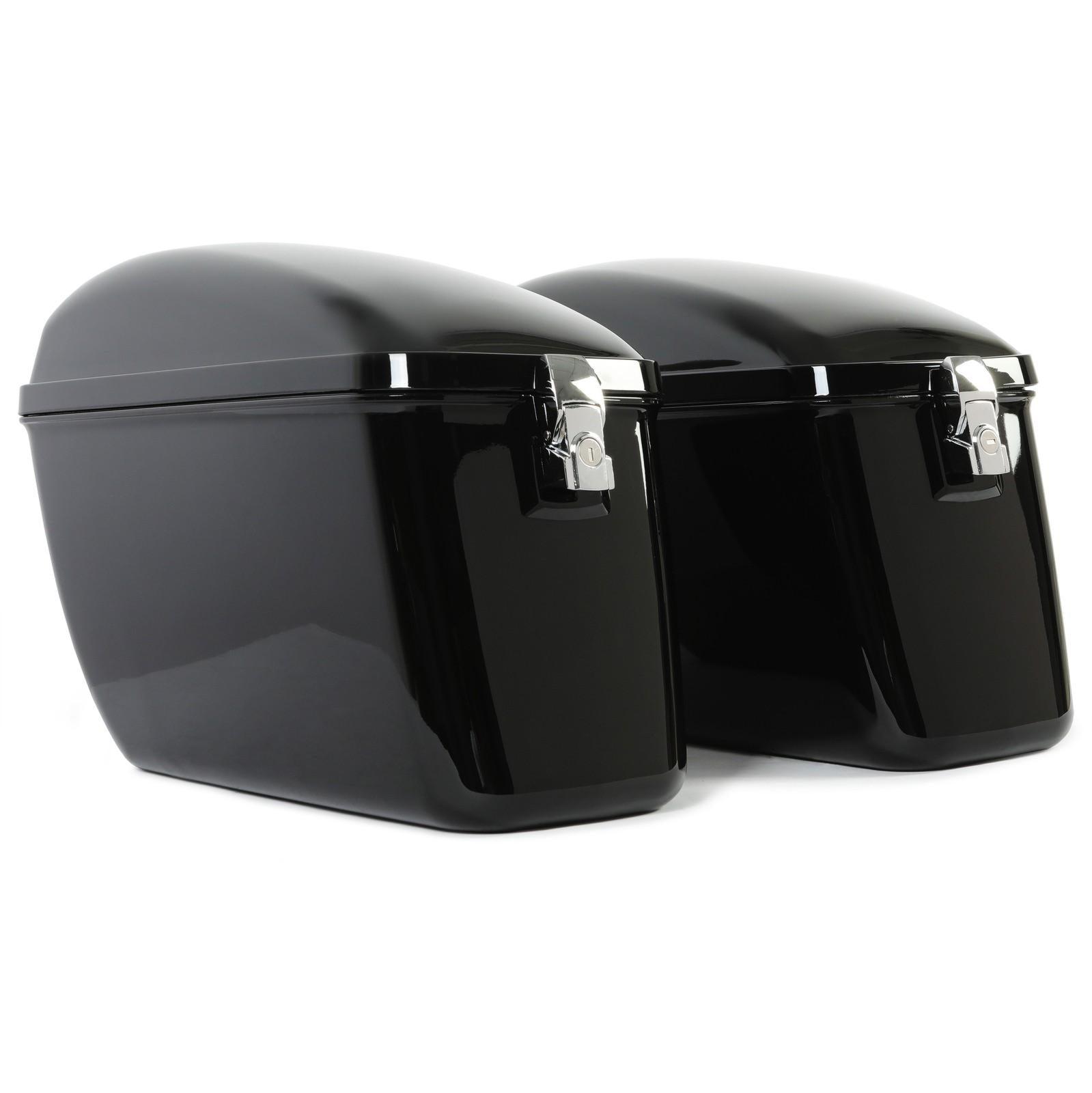 Vivid Black Large Hard Saddle Bag Trunk For Harley Dyna Honda Yamaha Accessories