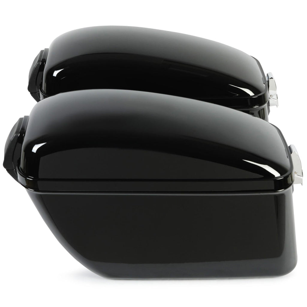 Vivid Black Large Hard Saddle Bag Trunk For Harley Dyna Honda Yamaha Accessories