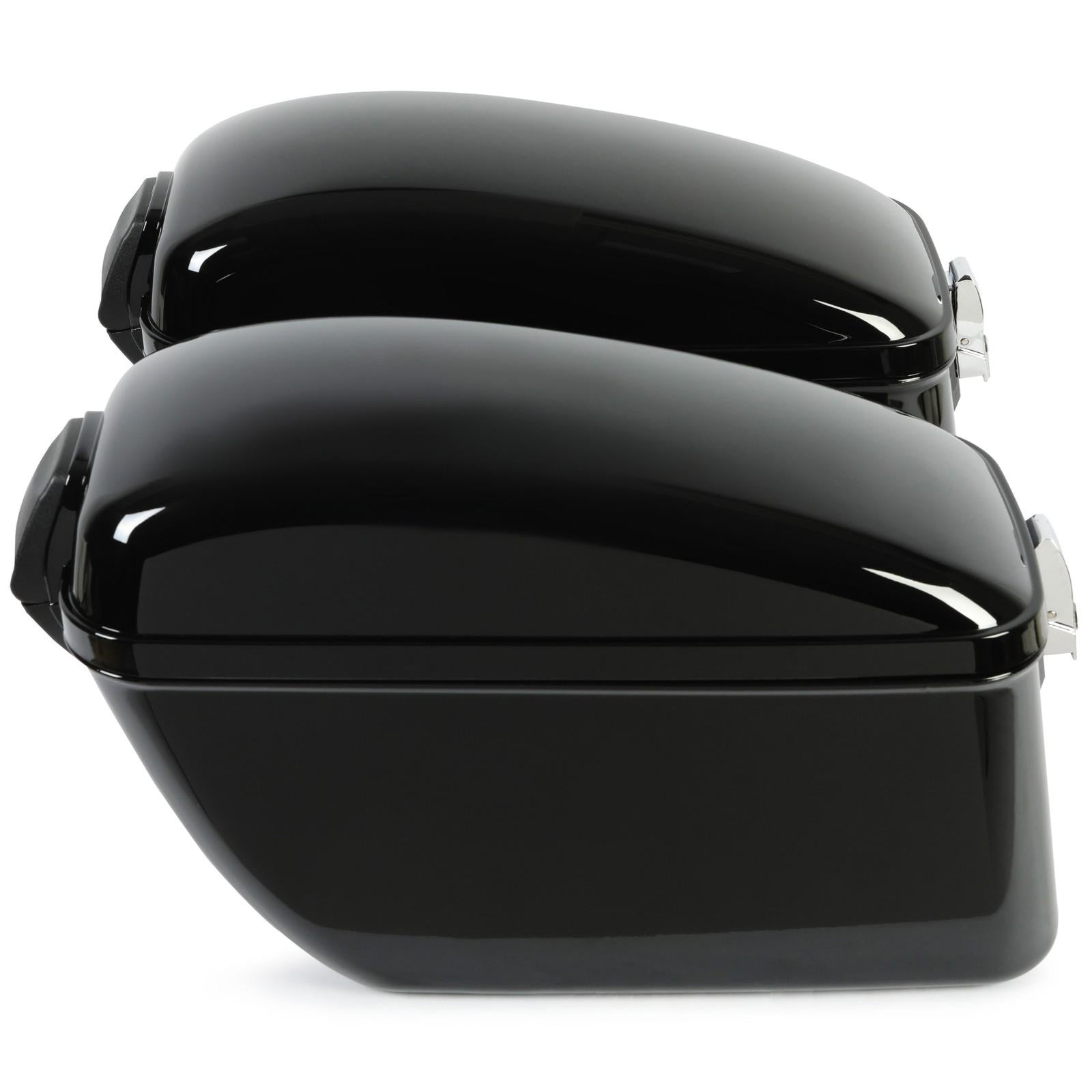 Vivid Black Large Hard Saddle Bag Trunk For Harley Dyna Honda Yamaha Accessories
