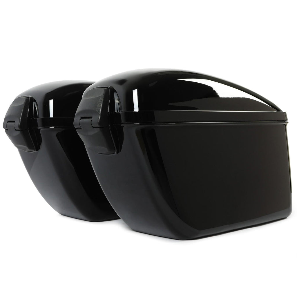 Vivid Black Large Hard Saddle Bag Trunk For Harley Dyna Honda Yamaha Accessories