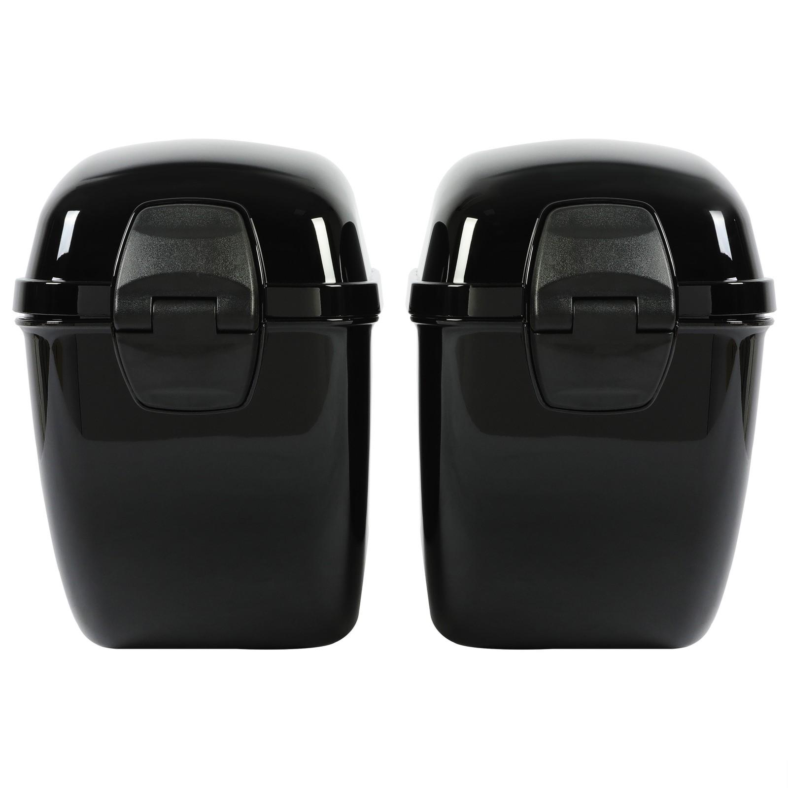 Vivid Black Large Hard Saddle Bag Trunk For Harley Dyna Honda Yamaha Accessories