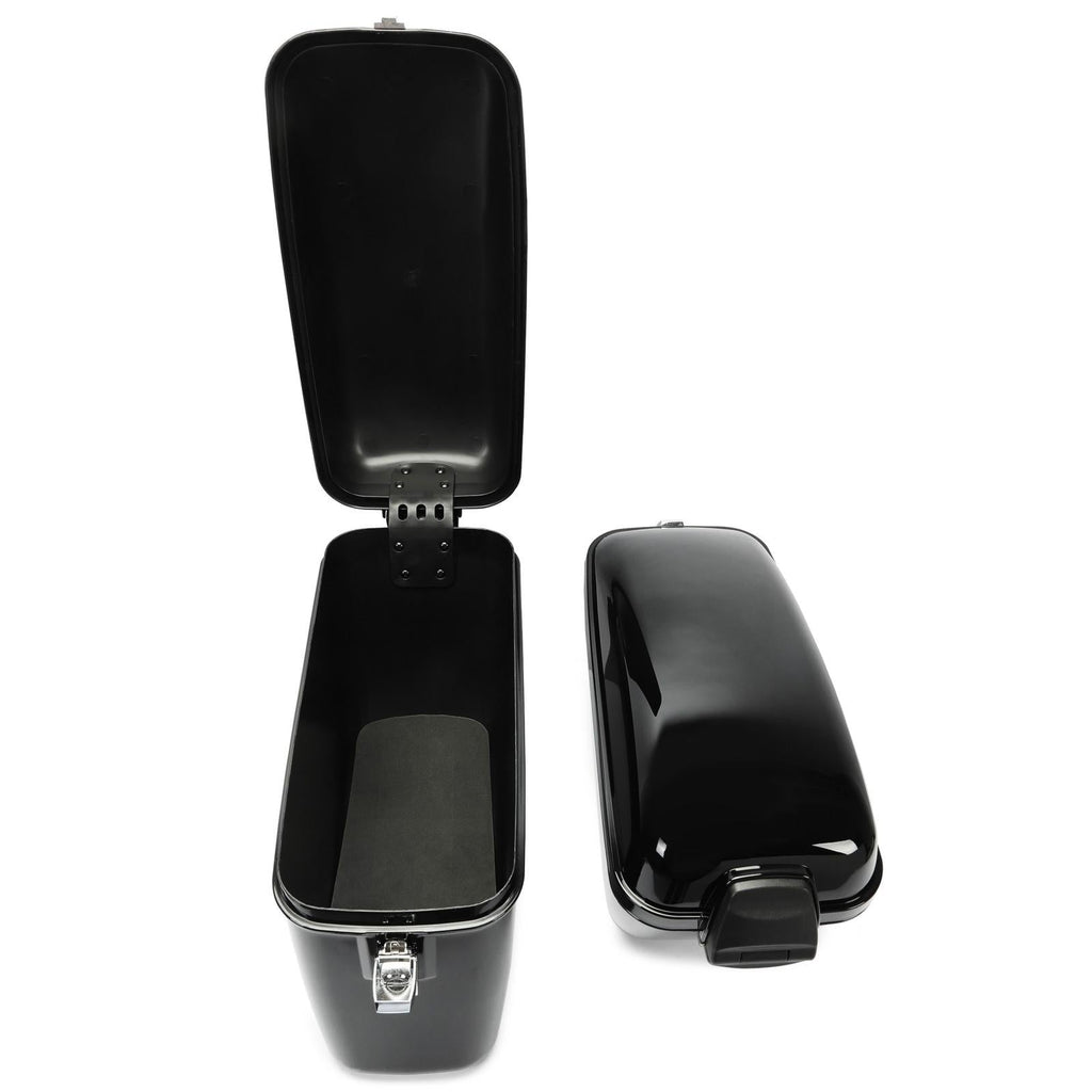 Vivid Black Large Hard Saddle Bag Trunk For Harley Dyna Honda Yamaha Accessories