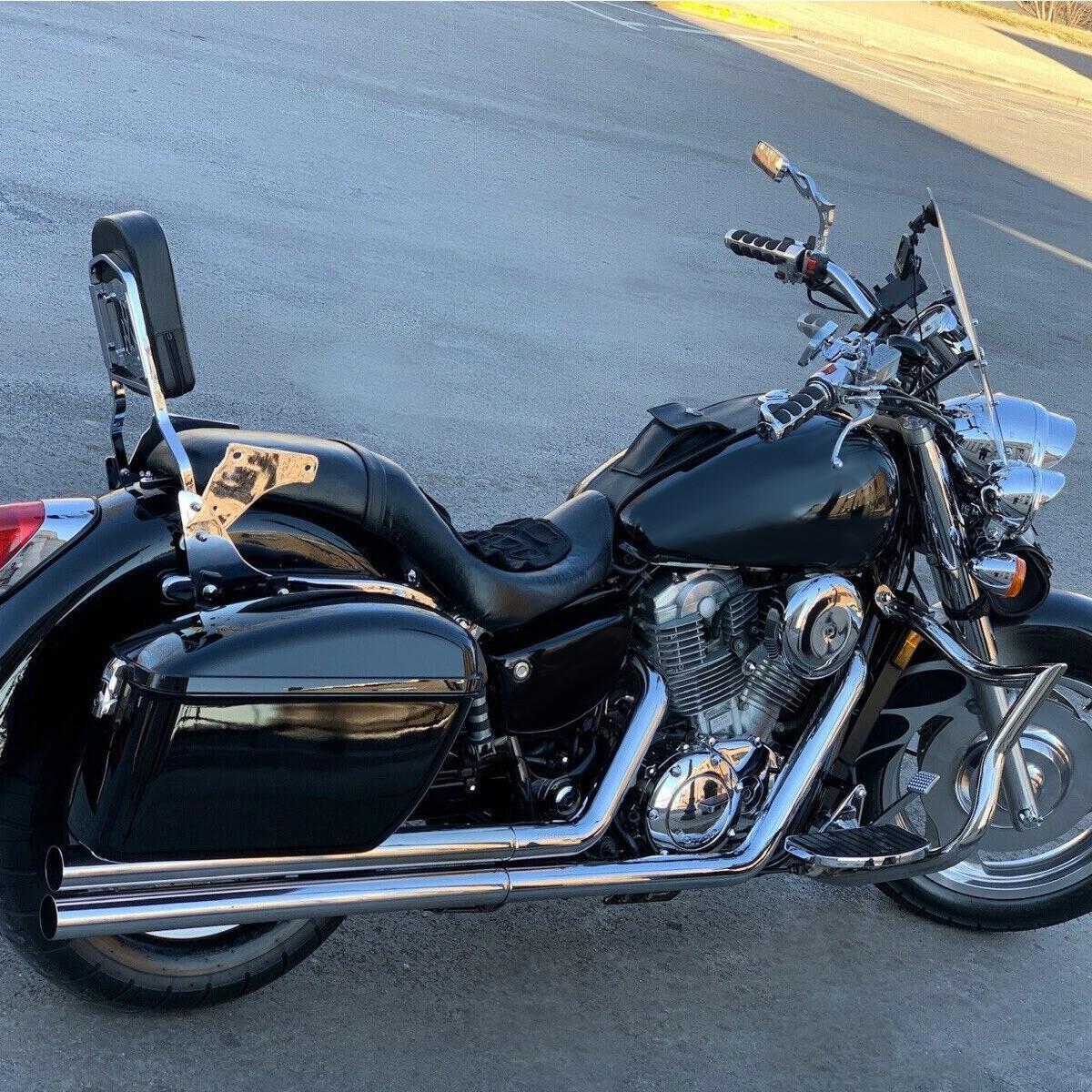 Vivid Black Large Hard Saddle Bag Trunk For Harley Dyna Honda Yamaha Accessories