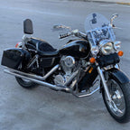 Vivid Black Large Hard Saddle Bag Trunk For Harley Dyna Honda Yamaha Accessories