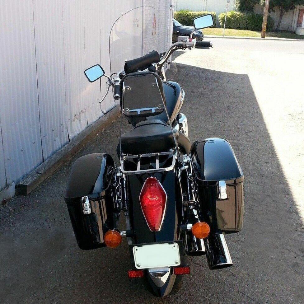 Vivid Black Large Hard Saddle Bag Trunk For Harley Dyna Honda Yamaha Accessories