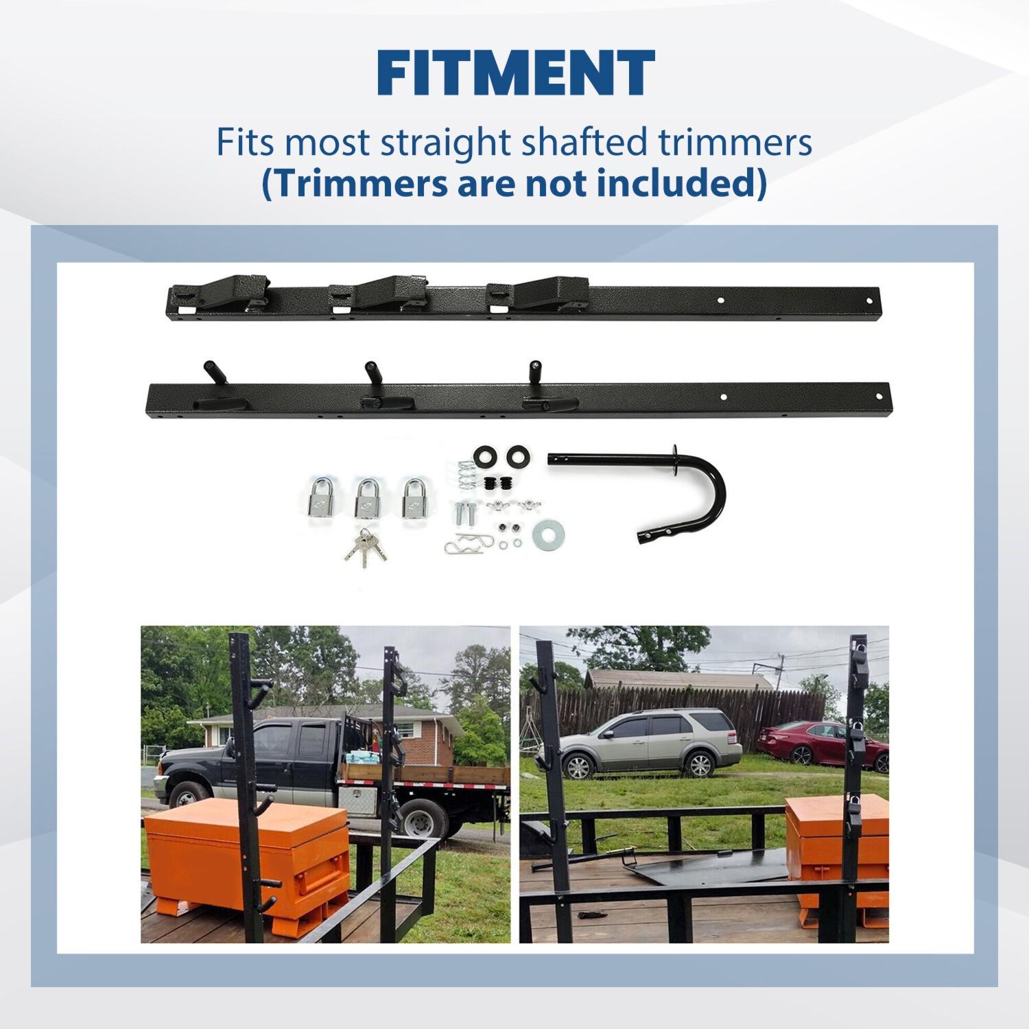 3-Place Weeder Trimmer Rack Holder for Enclosed Landscape Trailer Lockable