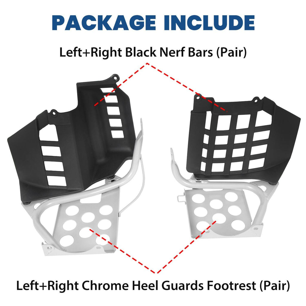 NEW Silver Heel Guards Footrest For Yamaha Banshee YFZ350 Left + Right Nerf Bars