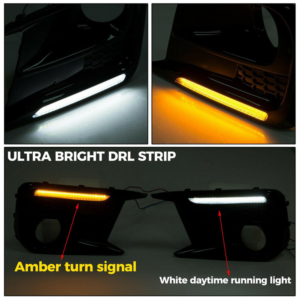 LED DRL Fog Lights Bezel Cover Kit For Subaru WRX/STI 2018-2021 White/Amber