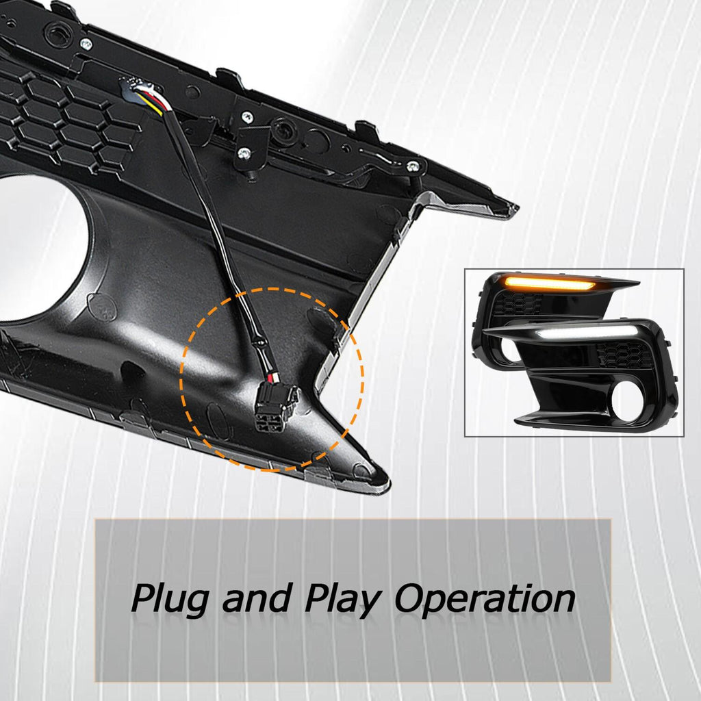 LED DRL Fog Lights Bezel Cover Kit For Subaru WRX/STI 2018-2021 White/Amber