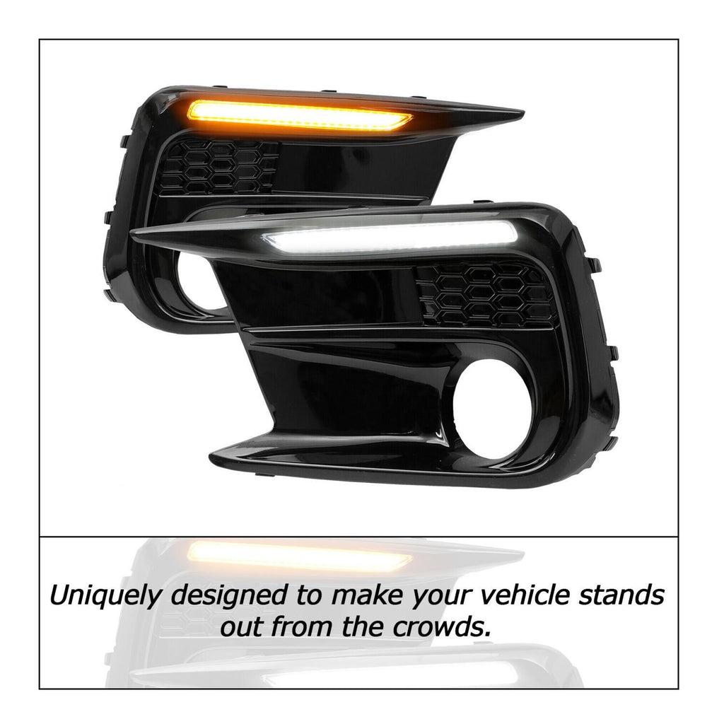 LED DRL Fog Lights Bezel Cover Kit For Subaru WRX/STI 2018-2021 White/Amber