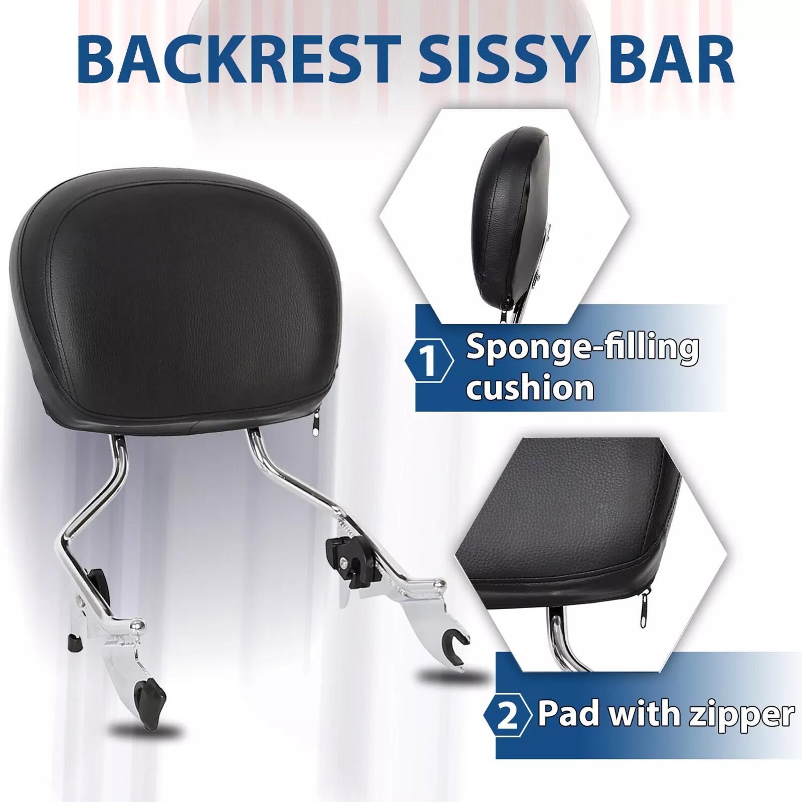 Backrest Sissy Bar & Stealth Rack For Harley Touring Road Street Glide 2009-2025