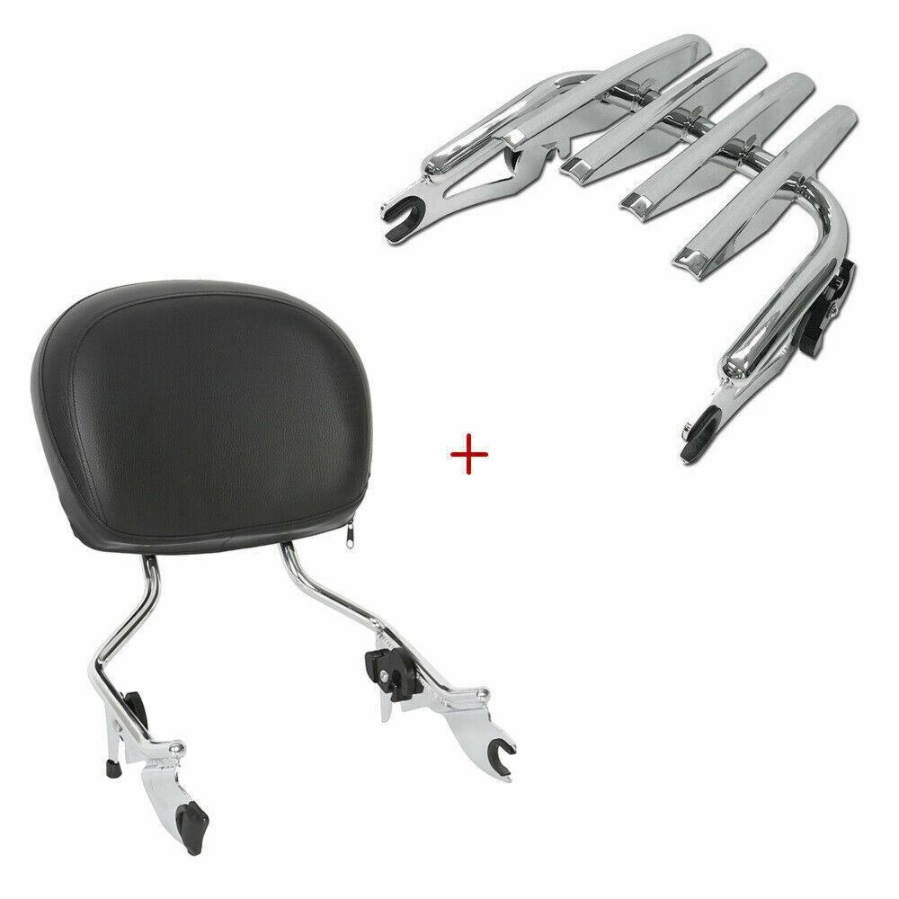 Backrest Sissy Bar & Stealth Rack For Harley Touring Road Street Glide 2009-2025