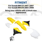 For Suzuki RM125 RM250 01-08 Restyled Complete Plastics Kit Fairing BodyWork Set