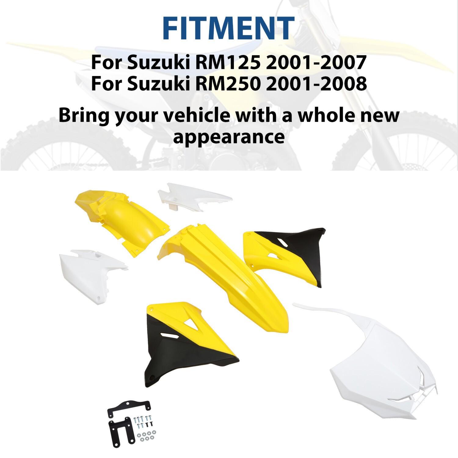 For Suzuki RM125 RM250 01-08 Restyled Complete Plastics Kit Fairing BodyWork Set