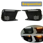 Sequential LED DRL Fog Light Bezels For 2018 2019 2020 2021 Subaru WRX STI LH+RH