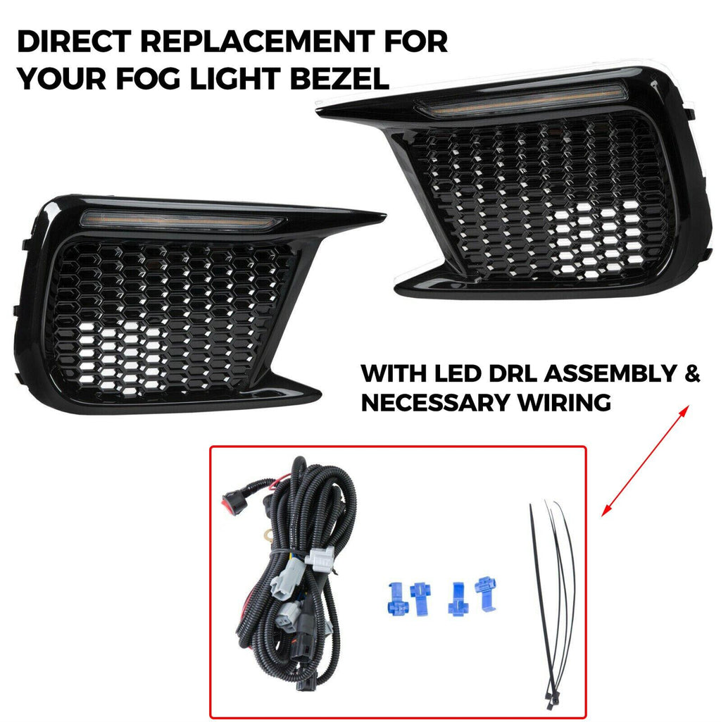 Sequential LED DRL Fog Light Bezels For 2018 2019 2020 2021 Subaru WRX STI LH+RH