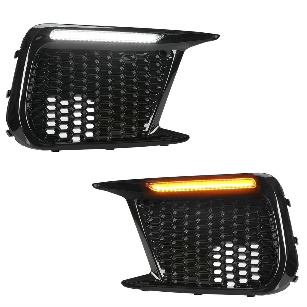 Sequential LED DRL Fog Light Bezels For 2018 2019 2020 2021 Subaru WRX STI LH+RH