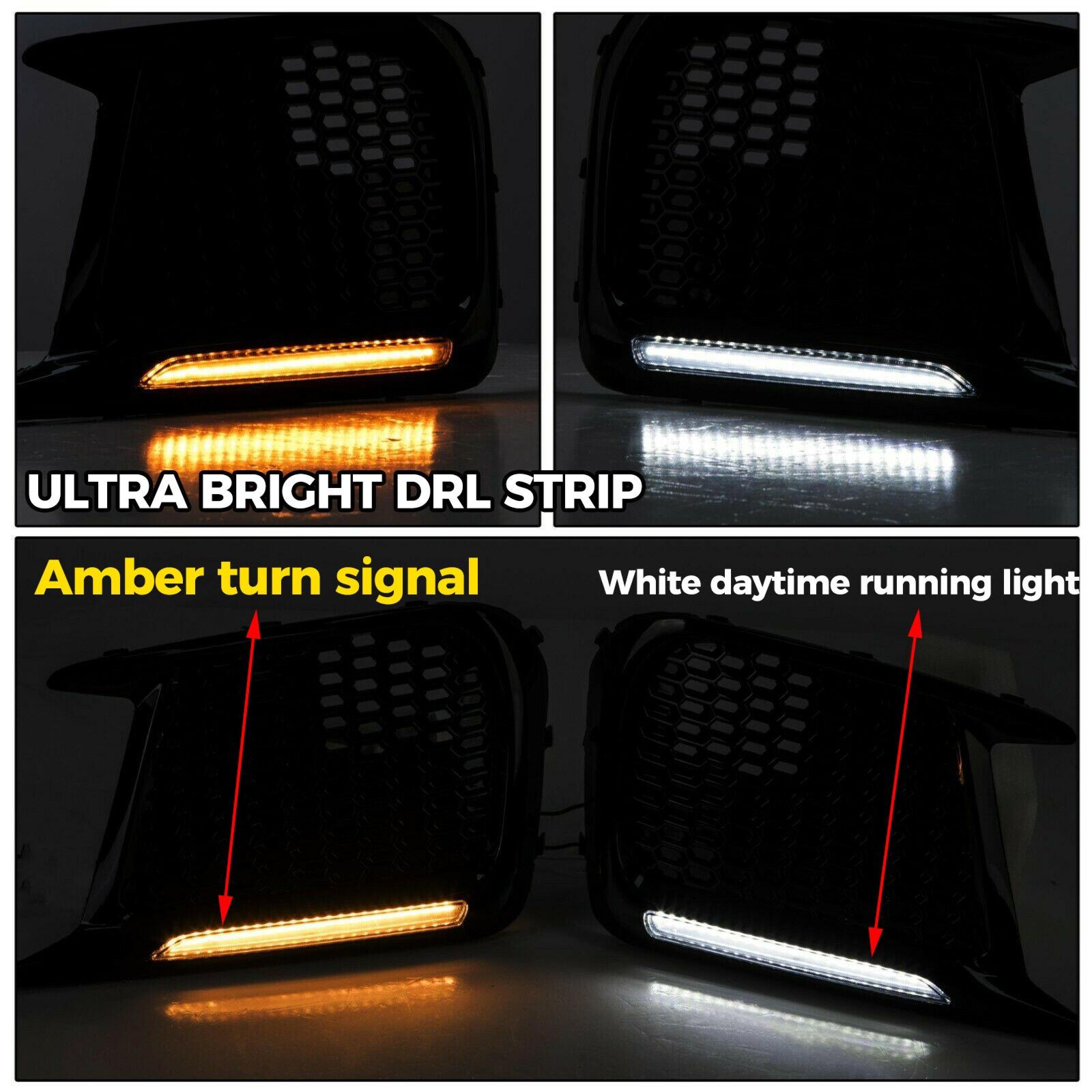 Sequential LED DRL Fog Light Bezels For 2018 2019 2020 2021 Subaru WRX STI LH+RH