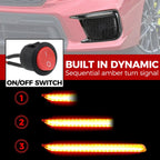 Sequential LED DRL Fog Light Bezels For 2018 2019 2020 2021 Subaru WRX STI LH+RH