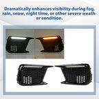 Sequential LED DRL Fog Light Bezels For 2018 2019 2020 2021 Subaru WRX STI LH+RH