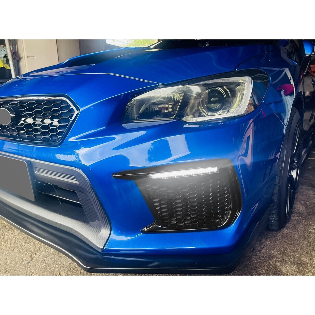 Sequential LED DRL Fog Light Bezels For 2018 2019 2020 2021 Subaru WRX STI LH+RH