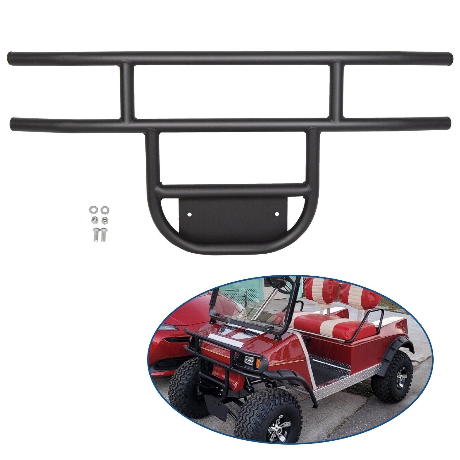 Front Bumper Brush Guard Black For DS Models Club Car Golf Cart 1981-UP