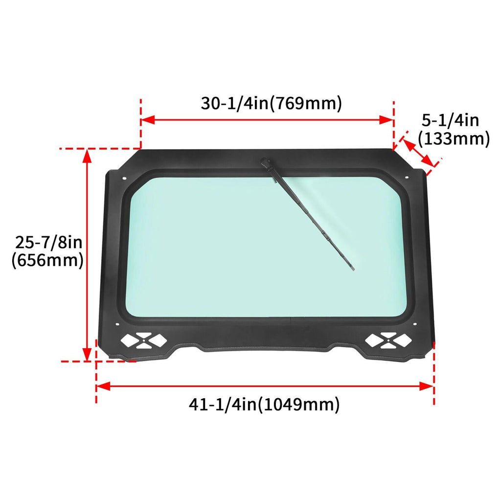 Full Glass Windshield W/ Wiper For Polaris RZR 900 Trail S 1000, XP - UV protect
