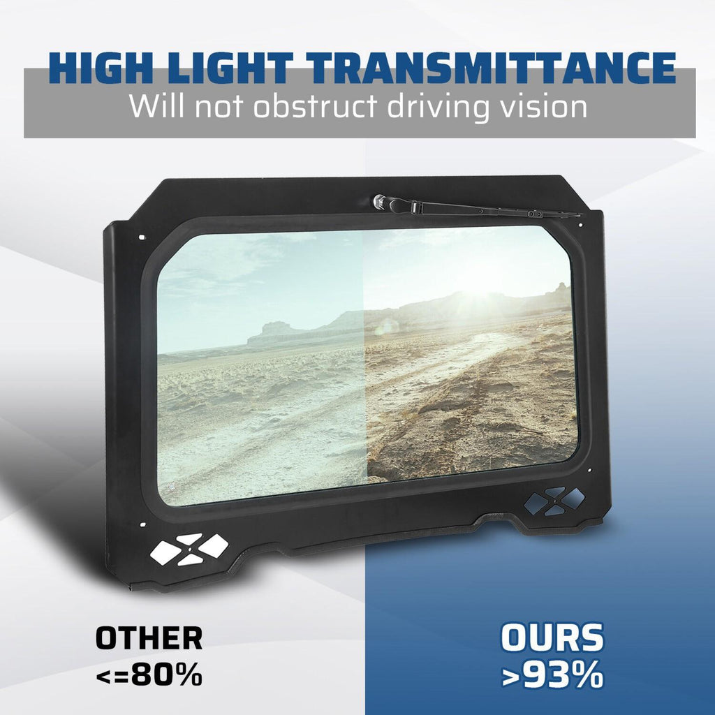 Full Glass Windshield W/ Wiper For Polaris RZR 900 Trail S 1000, XP - UV protect