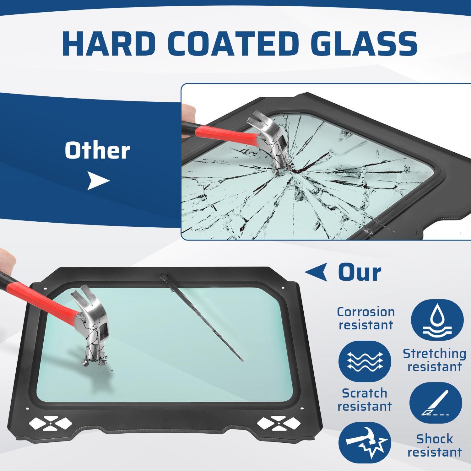 Full Glass Windshield W/ Wiper For Polaris RZR 900 Trail S 1000, XP - UV protect