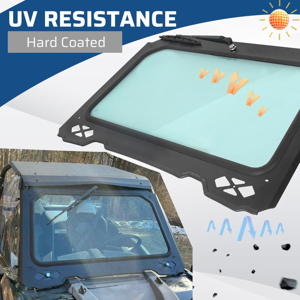 Full Glass Windshield W/ Wiper For Polaris RZR 900 Trail S 1000, XP - UV protect