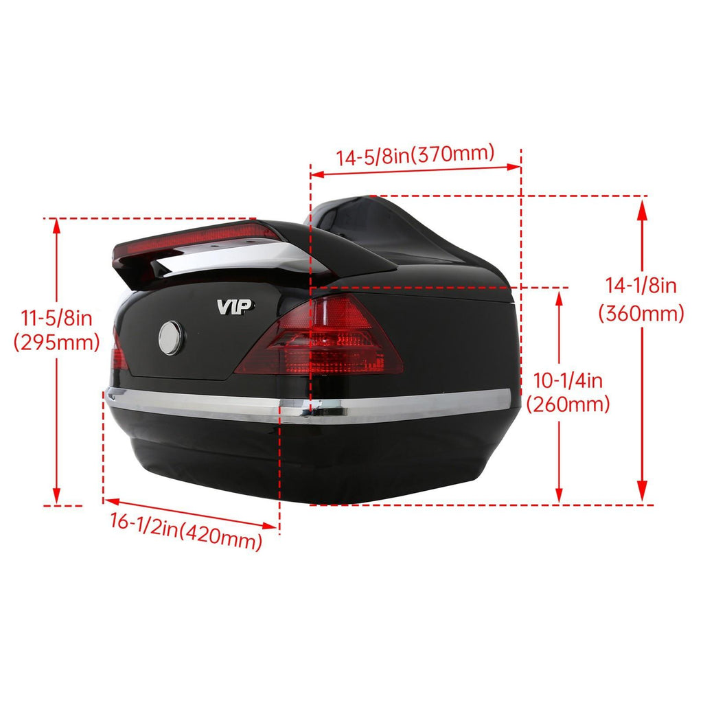 VIP Style Universal Motorcycle Trunk Tail Box Luggage Trunk w/ Light For Honda