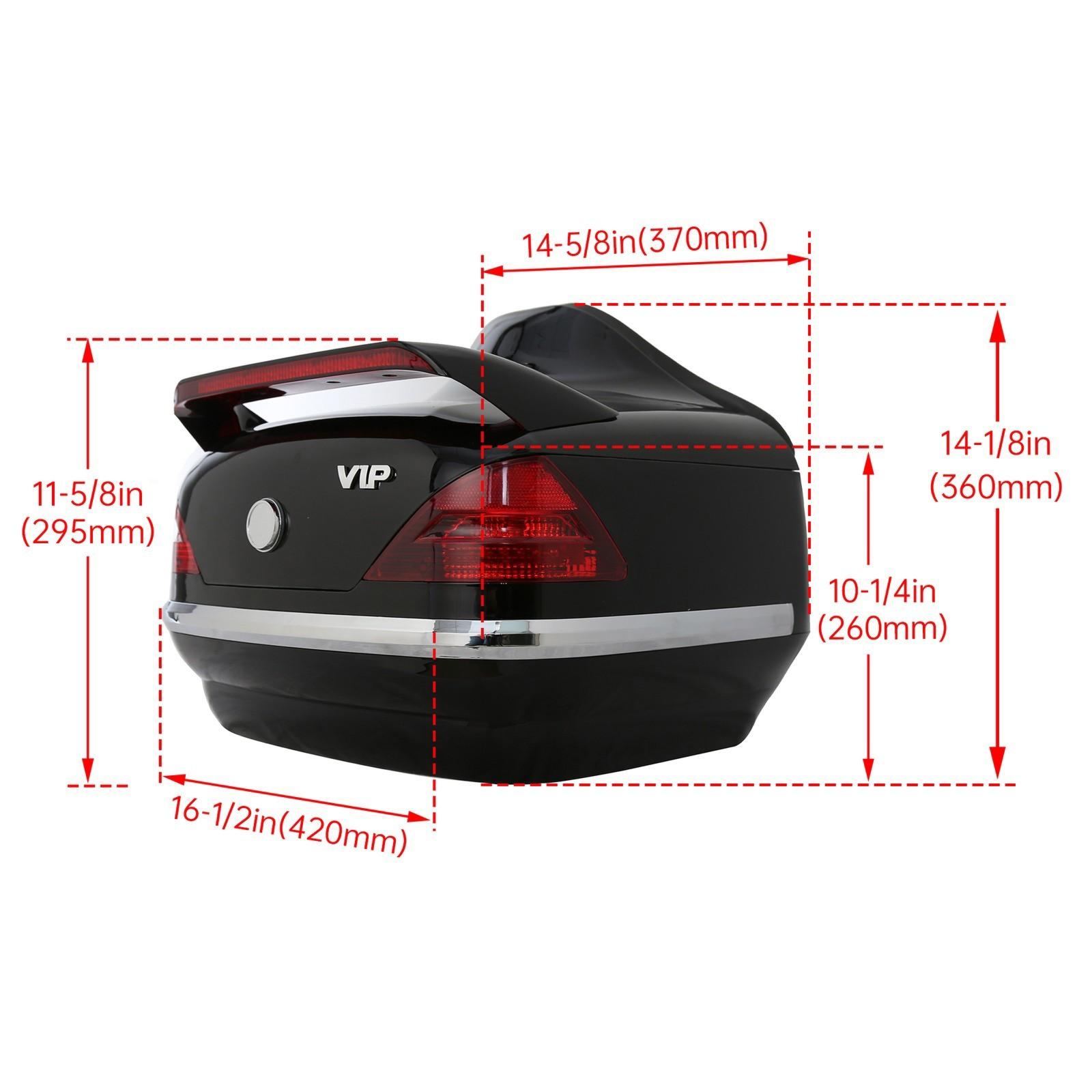 VIP Style Universal Motorcycle Trunk Tail Box Luggage Trunk w/ Light For Honda