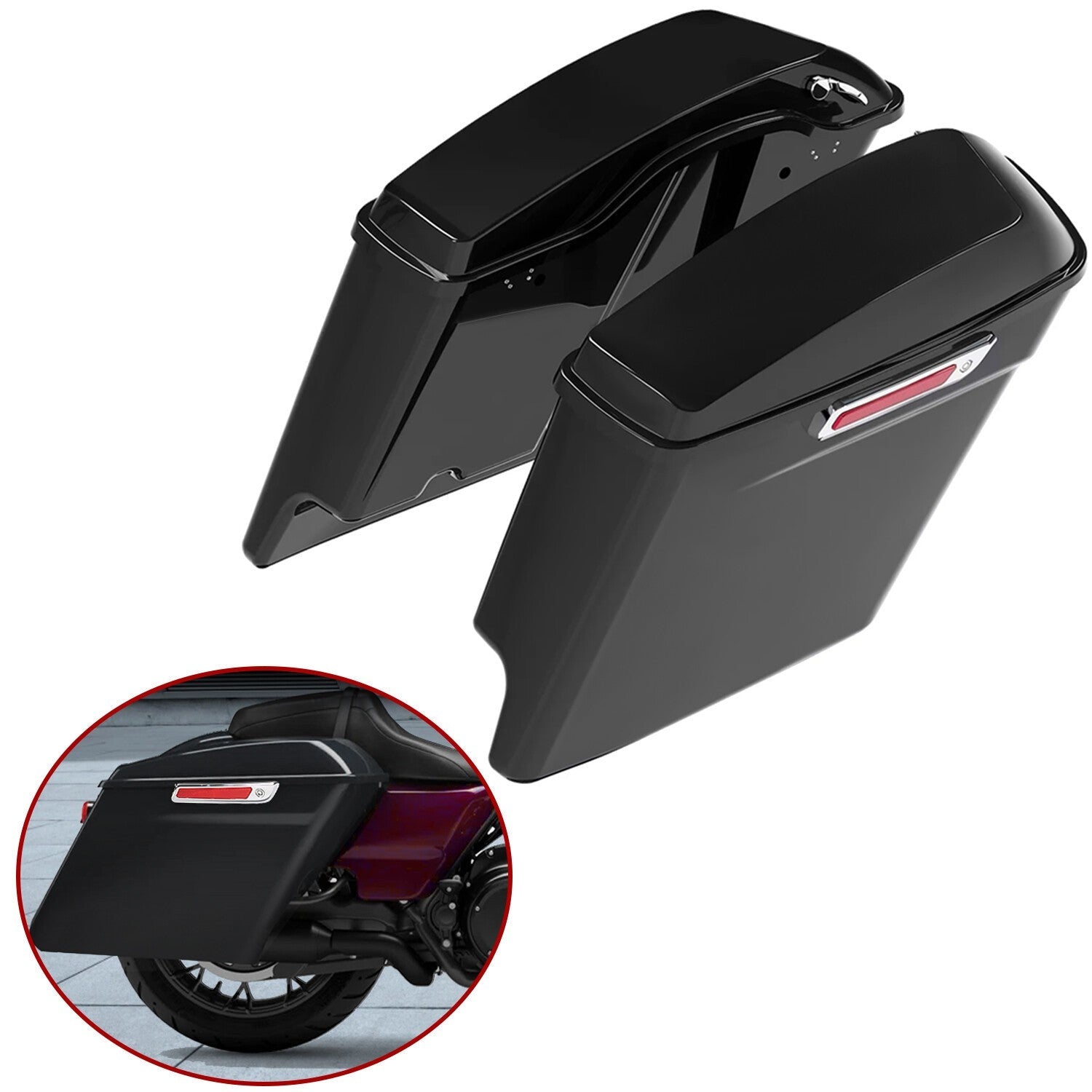 5" Stretched Extended Hard Saddlebag Bags For Harley Touring Road Glide 2014-24
