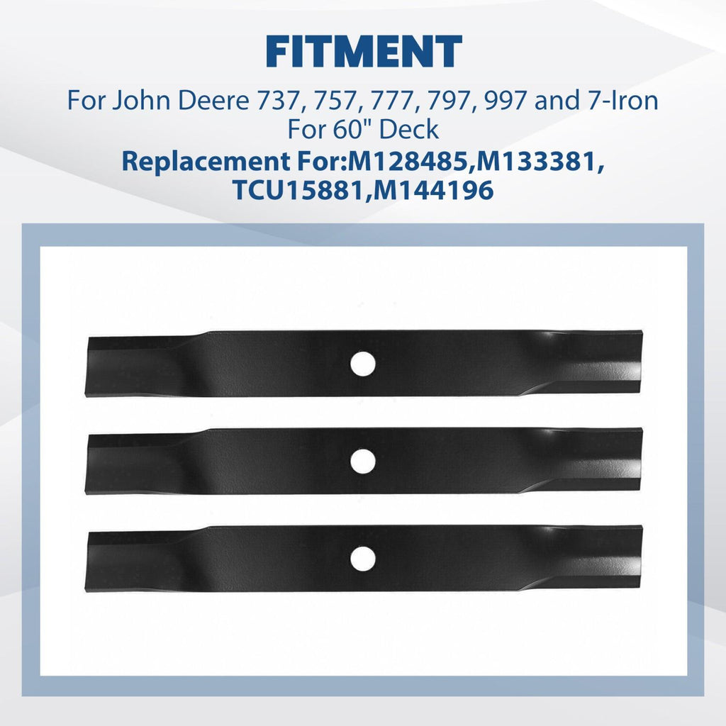 60 Inch Mower Deck Blades Cut For John Deere Z925M #M128485 #M163983	#TCU15881
