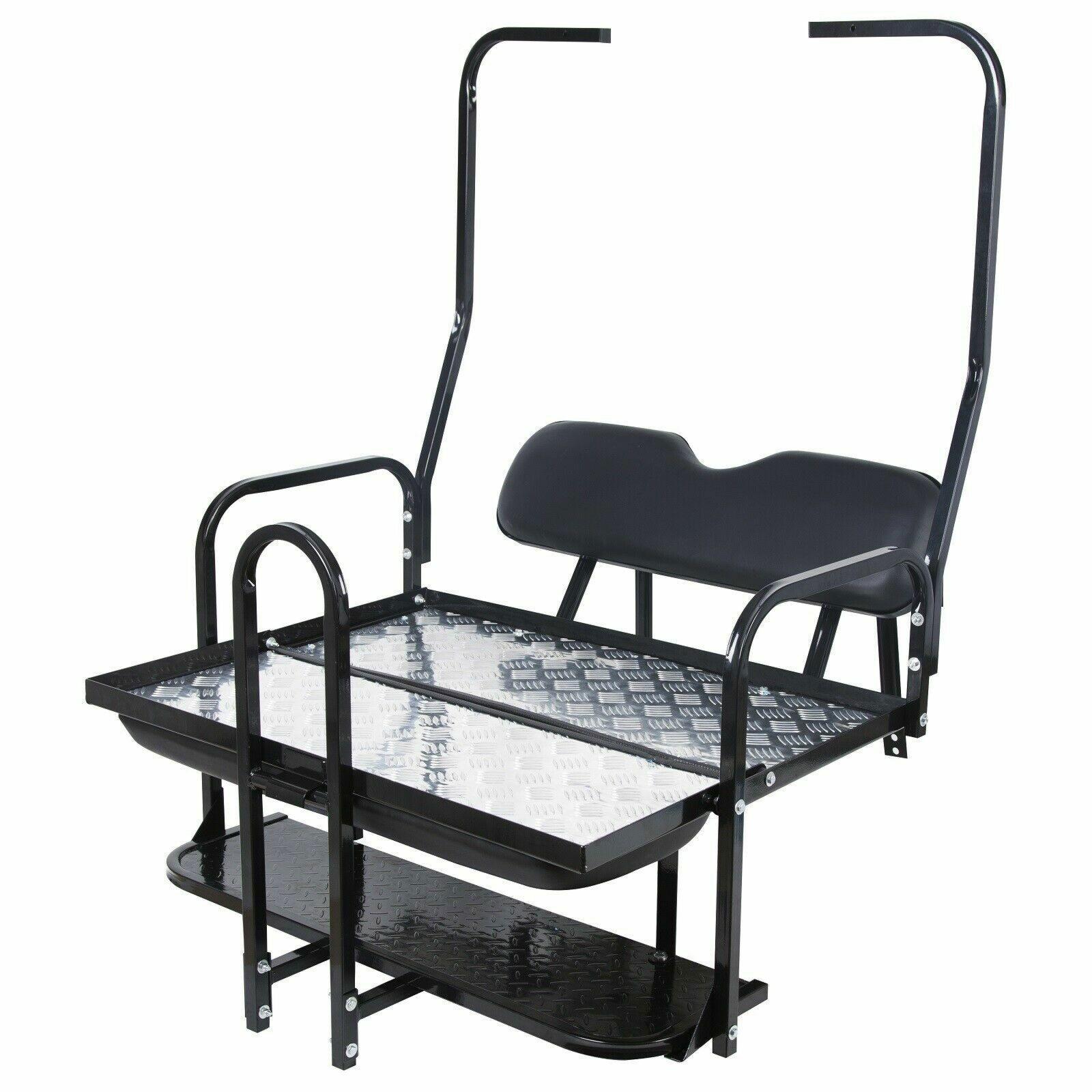Rear Flip Seat Kit for Club Car Golf Cart DS Model 1982-2000/Black w/t Grab Bar