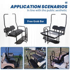 Rear Flip Seat Kit for Club Car Golf Cart DS Model 1982-2000/Black w/t Grab Bar