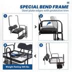 Rear Flip Seat Kit for Club Car Golf Cart DS Model 1982-2000/Black w/t Grab Bar