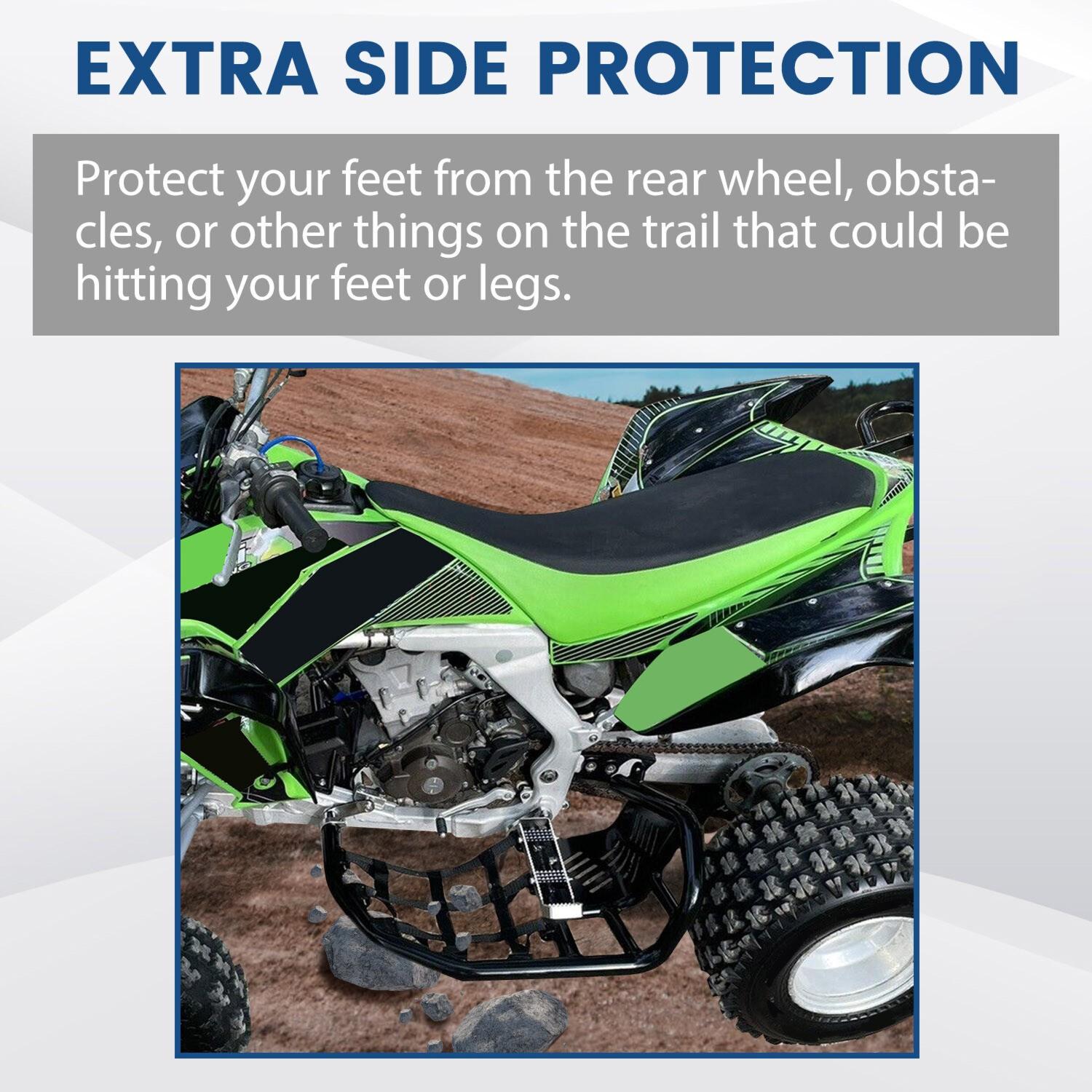 Foot Peg Nerf Bars W/Black Nets Peg For Kawasaki KFX450R 08-15 Heel Guards