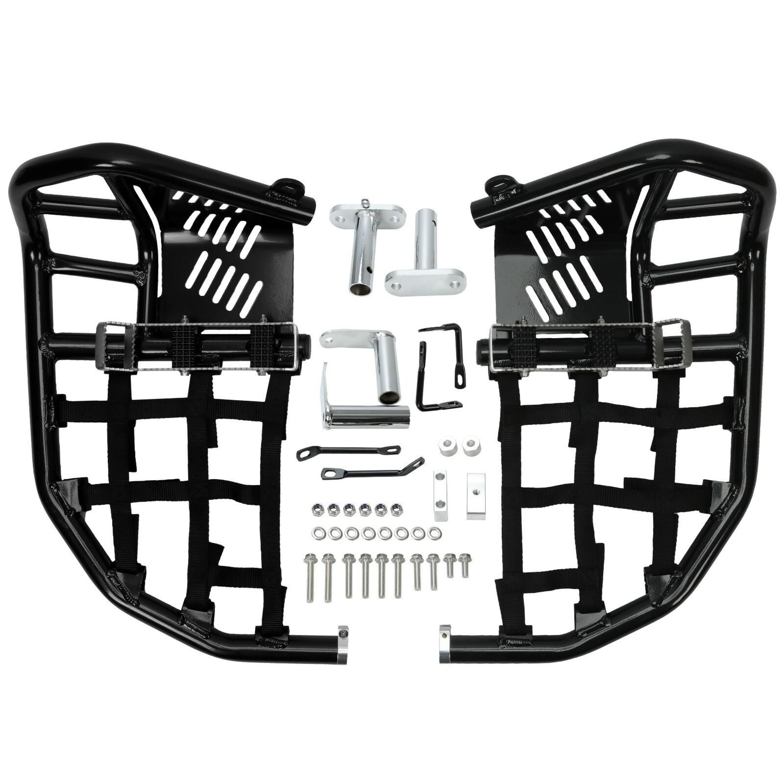 Foot Peg Nerf Bars W/Black Nets Peg For Kawasaki KFX450R 08-15 Heel Guards