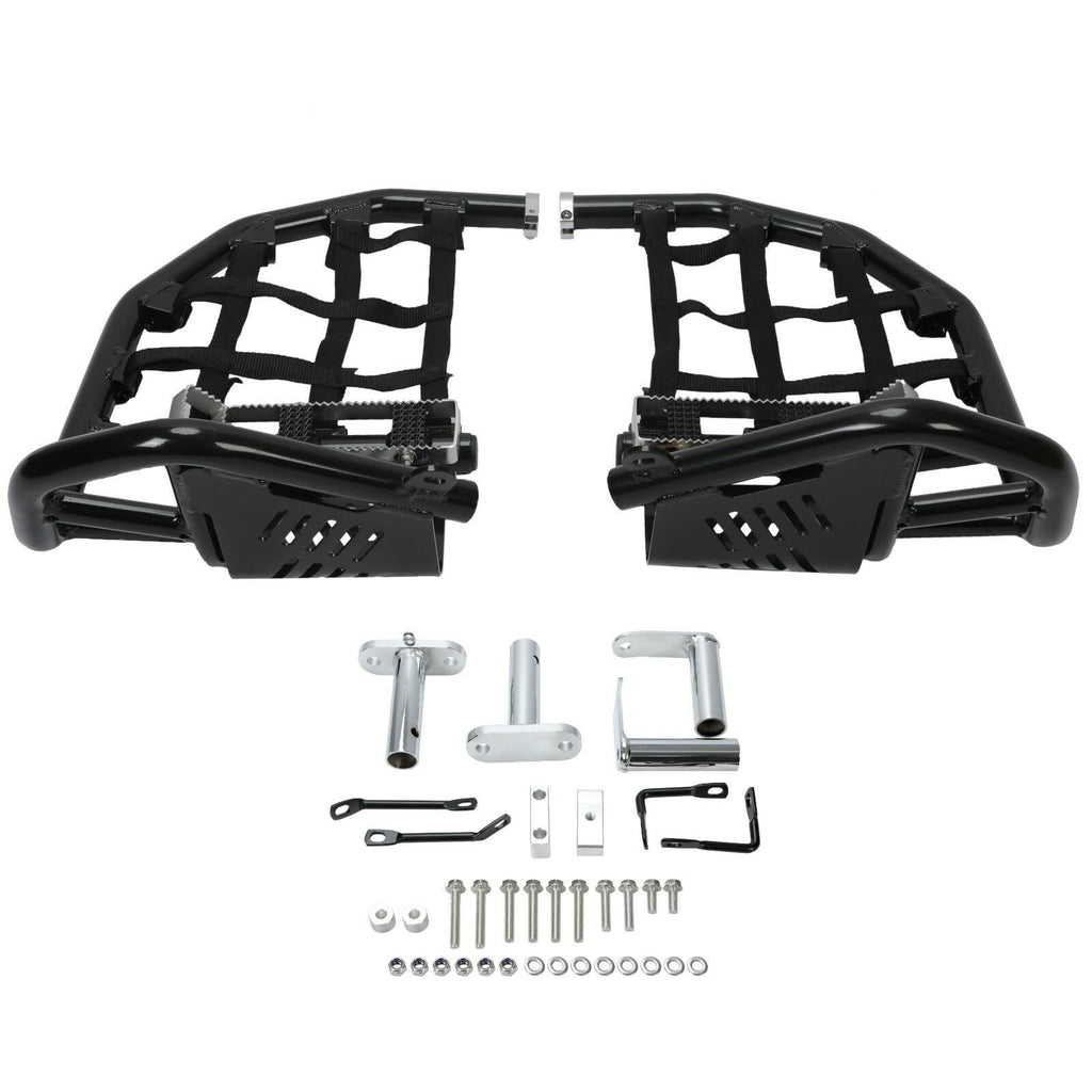 Foot Peg Nerf Bars W/Black Nets Peg For Kawasaki KFX450R 08-15 Heel Guards