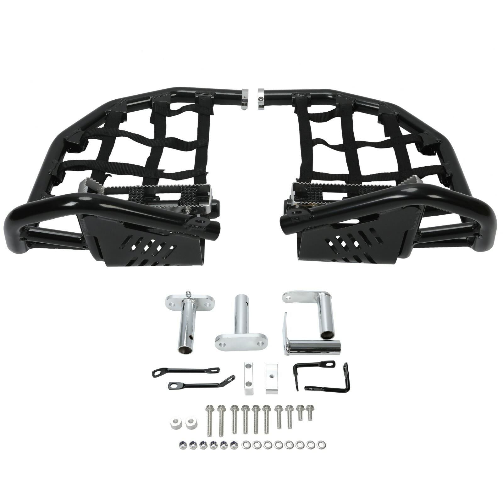 Foot Peg Nerf Bars W/Black Nets Peg For Kawasaki KFX450R 08-15 Heel Guards